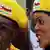 Close up photo of Grace Mugabe talking to her husband Robert
