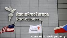 The headquarters of Radio Free Europe/Radio Liberty (RFE/RL) in Prague Friday, Jan. 15, 2010. Today at 11am GMT, RFE/RL's Prague central starts broadcasting in the local Pashto dialects to Pakistan and the border regions between Afghanistan and Pakistan. The new station - called Radio Mashaal (Torch in Pashto) - will operate out of a new bureau in Pakistan and intends to offer an alternative to the growing number of Islamic extremist radio stations in the region. The flags of USA, RFE/RL and Czech Republic are converted by the wind. CTK Photo/Michal Kamaryt |