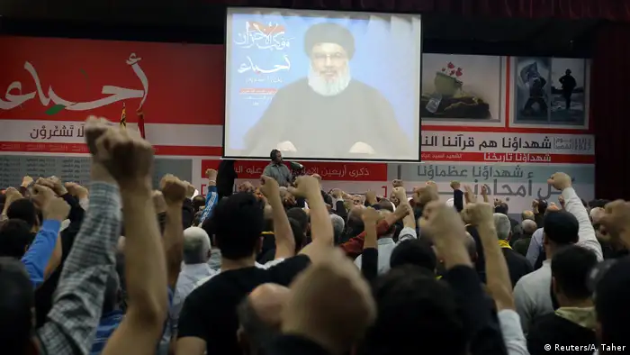 Libanon Beirut - Hisbollahchef Hassan Nasrallah hält TV Rede