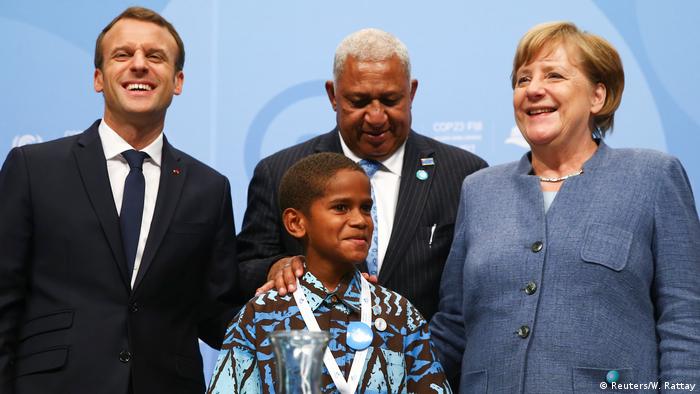 UN-Klimakonferenz 2017 in Bonn | Macron & Naulusala & Bainimarama & Merkel (Reuters/W. Rattay)