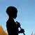 Silhouette eines Toposa-Jungen, Toposa boy, silhouette