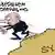 Карикатура - "Владимир Путин" со словами "Мы завершаем здесь военную операцию" пытается покинуть Сирию, но не может оторвать ногу от территории этой страны.