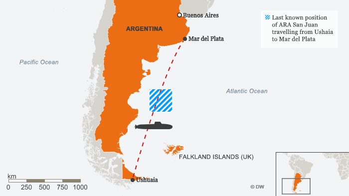 Punktlighed missil halv otte Argentina submarine search: Sounds detected ′consistent with an explosion′  | News | DW | 23.11.2017