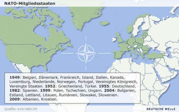 Karte NATO Mitgliedsstaaten + Infokasten