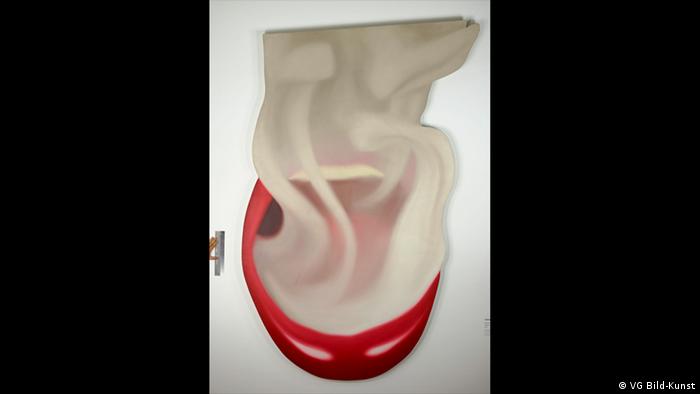 Red lips exhaling smoke in oil painting (VG Bild-Kunst)