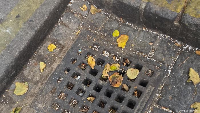 Plastic pellets in the gutter