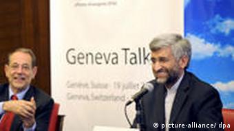 سعید جلیلی و خاویر سولانا در مذاکرات اول اکتبر در ژنو
