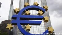 German artist Ottmar Hoerl 's sculpture depicting the Euro logo can be seen in front of the former headquarters of the European Central Bank (ECB) in Frankfurt am Main, western Germany, on June 22, 2015. The ECB's governing council will hold a special meeting to examine whether to raise the level of emergency funding for Greek banks, sources told AFP, after Greece's banking system came under intense pressure with clients withdrawing billions in savings. AFP PHOTO / DANIEL ROLAND / AFP / DANIEL ROLAND (Photo credit should read DANIEL ROLAND/AFP/Getty Images)