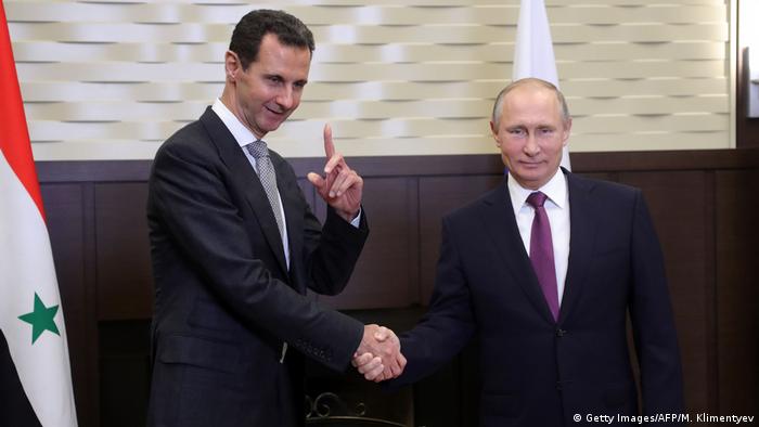 Russian President Vladimir Putin meets Syrian President Bashar Assad in Sochi, Russia in November 2017