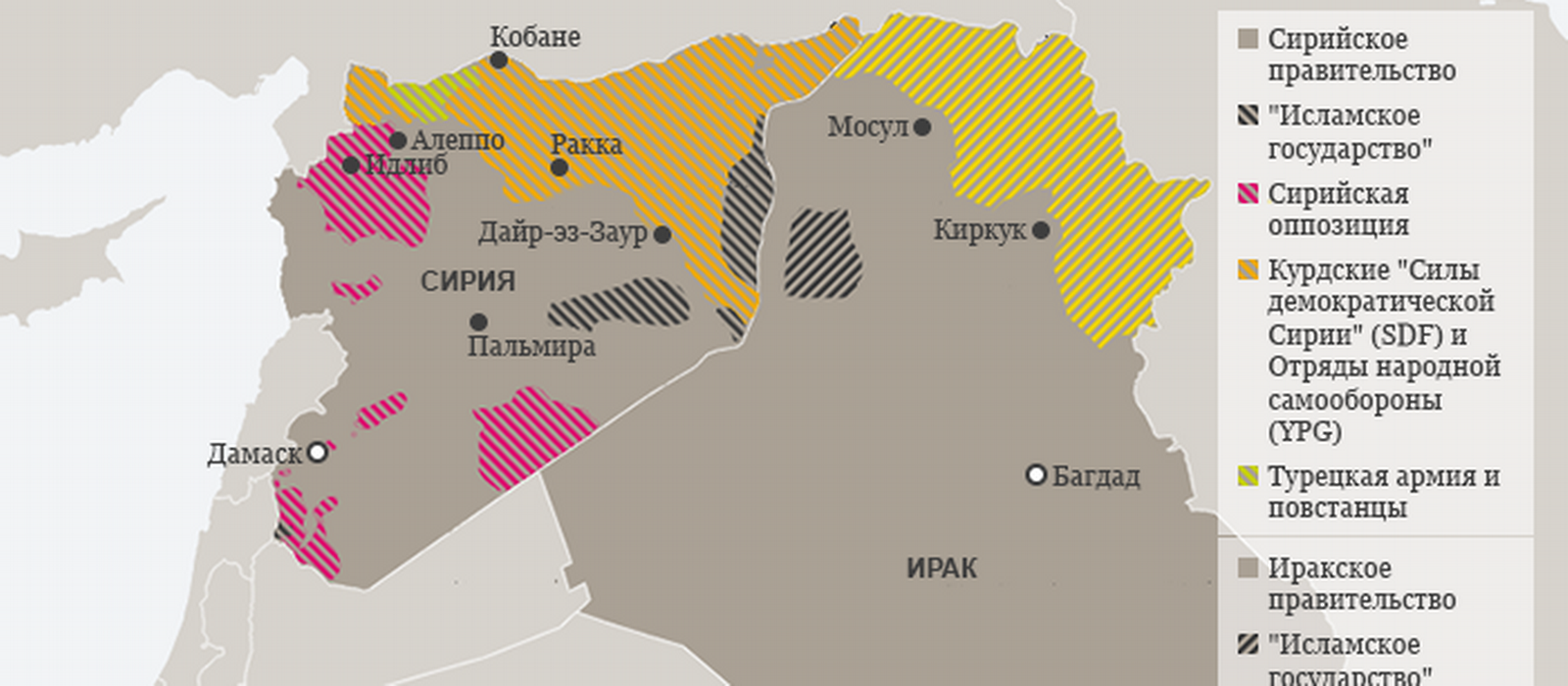 Расстановка сил в Сирии и Ираке - власти, оппозиция, ИГ – DW – 15.12.2017