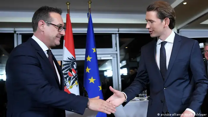 Koalition FPÖ ÖVP Strache und Kurz (picture-alliance/dpa/R.Schlager)