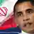 President Obama in front of an Iranian flag