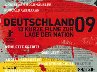 Poster von Deutschland 09 - angedeutet Fahne in deutschen nationalfarben, darüber Schrift (Berlinale)