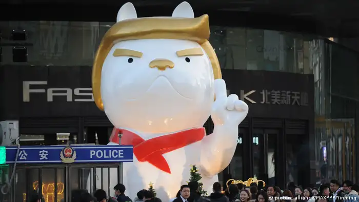 China Hundeskulptur als Trump (picture-alliance/MAXPPP/Yinming)