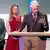 Хиллари и Билл Клинтон с дочерью Челси на презентации международной инициативы Clinton Global Initiative 