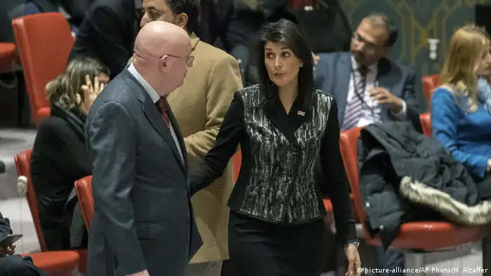 USA Treffen UN Sicherheitsrat Vassily Nebenzya und Nikki Haley