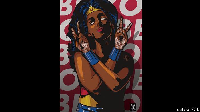 Kunstwerk von Shehzil Malik, das Wonder Woman mit dunkler Hautfarbe zeigt (Shehzil Malik)