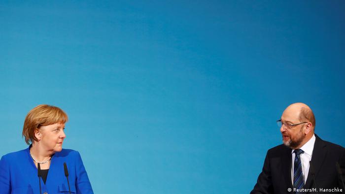 Angela Merkel and Martin Schulz (Reuters/H. Hanschke)