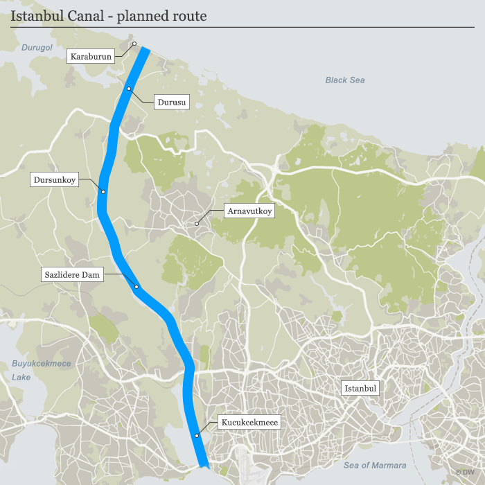 Трасето на новия канал минава през 16-милионната метрополия Истанбул 