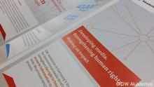 DW Akademie leaflet entitled Developing media. Strenghening human rights