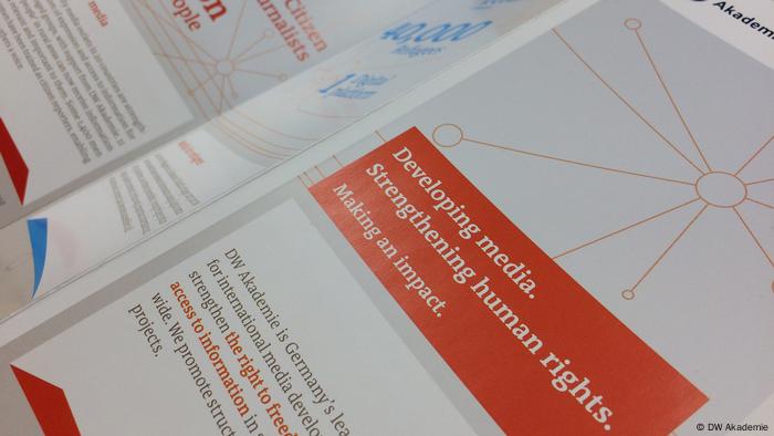 DW Akademie leaflet entitled Developing media. Strenghening human rights