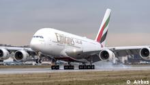 ebenfalls Airbus A380 von Emirates beim Start
Aufnahme: 12/2015
Copyright: Airbus Frei zur Verwendung für Pressezwecke. 