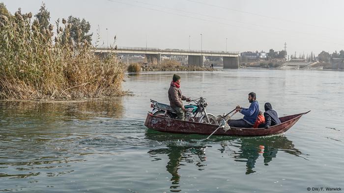 A rowing boat on the Euphrates river