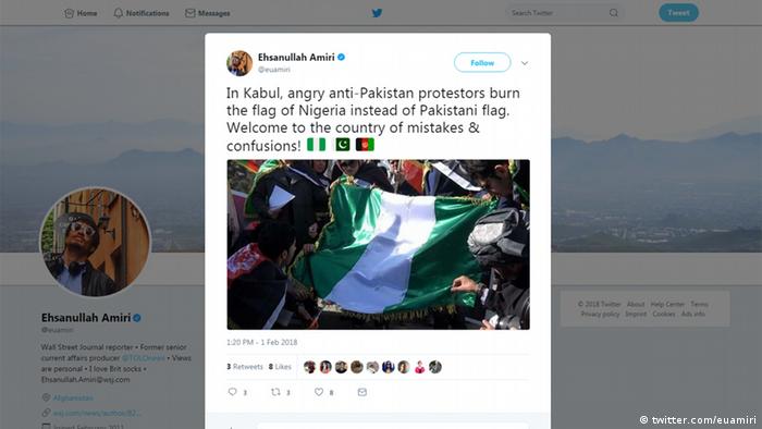 Screenshot Twitter Protest in Kabul, Afghanistan (twitter.com/euamiri)
