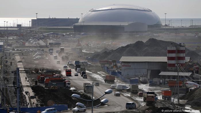 Construction of a sports complex in Sochi before the Olympic Games