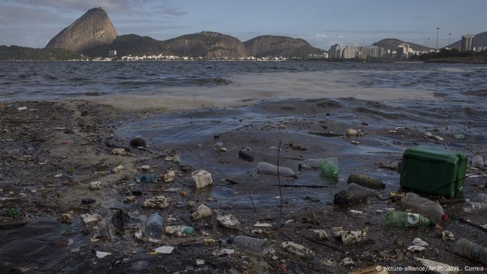 Polluted water in Guanabara Bay in Brazil