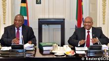 07.02.2018 *** South African President Jacob Zuma and Deputy President Cyril Ramaphosa, are seen attending Cabinet Committee meetings in this government handout picture in Cape Town, South Africa, February 7, 2018. GCIS/Handout via REUTERS ATTENTION EDITORS - THIS PICTURE WAS PROVIDED BY A THIRD PARTY. NO RESALES. NO ARCHIVES