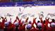 North Korean cheerleaders at Olympic hockey match North Korean cheerleaders at Olympic hockey match