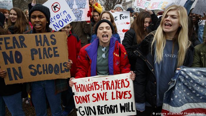 Students demand action on gun violence in front of the White House