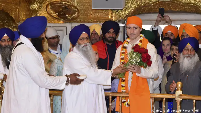 Indien Besuch von kanadischem Ministerpräsident Trudeau in Golden Tempel (picture-alliance/AP Photo/P. Gill)