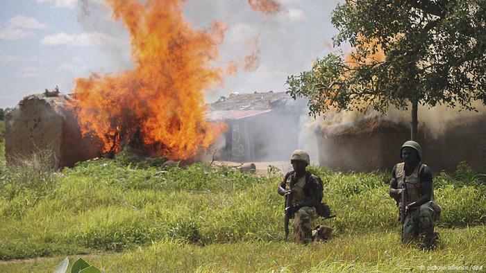 Soldiers from 21 Brigade and Army Engineers clearing Islamic militant group Boko Haram camps at Chuogori and Shantumari in Borno State, Nigeria