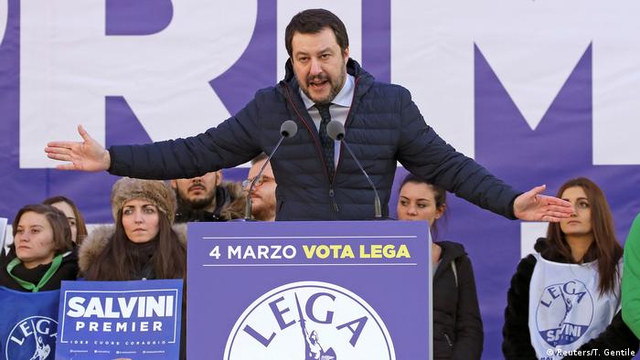 Matteo Salvini at a rally in Milan