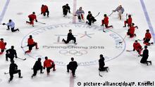 German players at an ice hockey training sesson in Pyeongchang