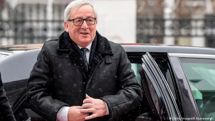 Der Präsident der Europäischen Kommission Jean-Claude Juncker kommt im Regierungsgebäude in Skopje an (Getty Images/R.Atanasovski)