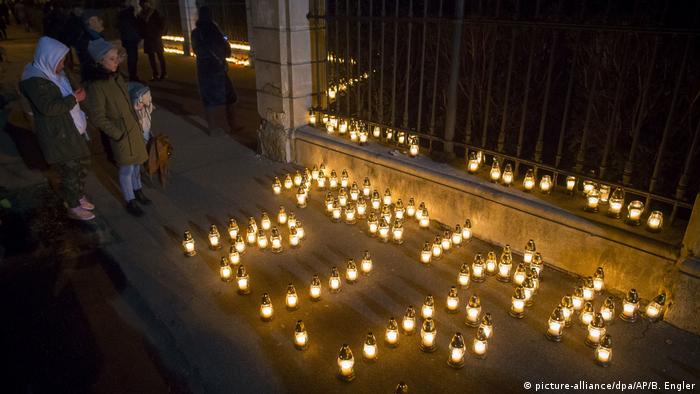 Candles spell out RIP Kuciak in Bratislava