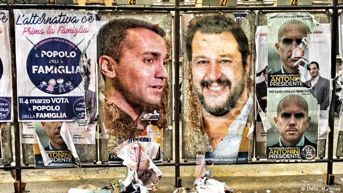 Election posters with Luigi di Maio and Matteo Salvini