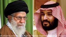 ***BG Kronprinz Saudi-Arabien Mohammed bin Salman****
ARCHIV - Eine Kombo zeigt Irans obersten Führer Ajatollah Ali Chamenei (l, am 18.10.2017 in Teheran, Iran) und den damaligen saudischen Vize-Kronzprinz und Verteidignungsminister Mohammed bin Salman al-Saud (r, am 08.12.2016 in Riad, Saudi-Arabien). (zu dpa Saudischer Kronprinz nennt Irans obersten Führer «neuen Hitler» vom 24.11.2017) Foto: Rainer Jensen/Office of the Iranian Supreme Leader/AP/dpa +++(c) dpa - Bildfunk+++ | Verwendung weltweit