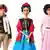 An image released by Barbie shows dolls in the image of pilot Amelia Earhart, left, Mexican artist Frida Khalo and mathematician Katherine Johnson, part of the Inspiring Women doll line series