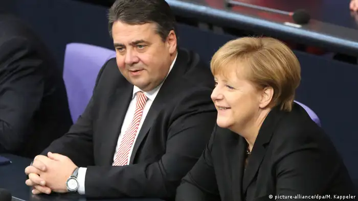 Kanzlerwahl und Vereidigung Bundeskabinett Sigmar Gabriel und Angela Merkel