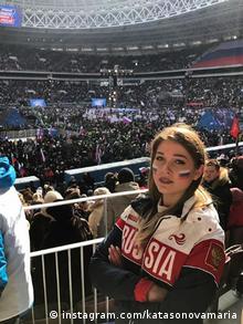 Putin supporter Maria Katasonova at an election campaign event