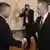 Slovak Deputy Prime Minister and Slovak President Andrej Kiska shake hands at the Presidential Palace