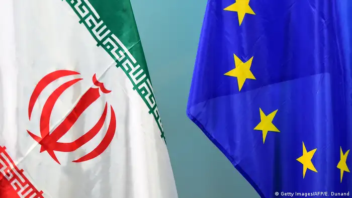 EU and Iran flags