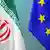 The flags of Iran and the EU