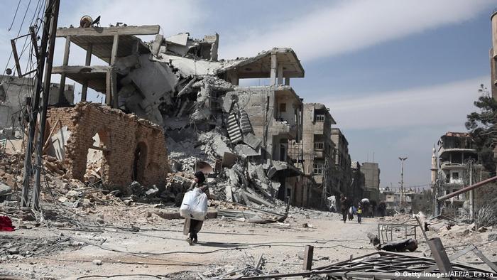 Zerstörungen in der syrischen Stadt Hamuria
