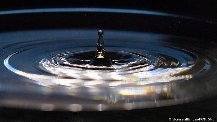 A droplet disturbs the surface of water