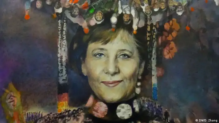 Berlin - Merkel Portrait von Malerin Jiny Lan